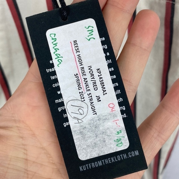 Kut from the Kloth Reese High Rise Ankle Straight Raw Hem Ivory/Right - Size 2 - Picture 7 of 14